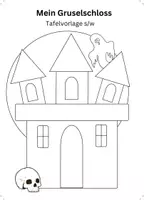 Vorschau - Arbeitsblätter - Halloween Fensterbild oder Bastelbild: Gruselschloss Druckvorlage - Seite 2