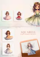Vorschau - selbst erstellte Cliparts/Grafiken - 15 Aquarell Märchenprinzessinnen - Seite 2