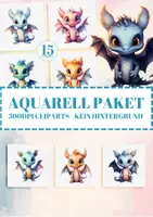 Vorschau - selbst erstellte Cliparts/Grafiken - 15 Baby Drachen Clipart Süße Drachen - Deckblatt