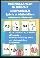 Vorschau - Spiele - Dezimalzahlen in Brüche umwandeln, 10 x 5 Spiele & Aktivitäten - Deckblatt