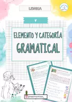 Vista previa - Hojas de trabajo - ELEMENTOS Y CATEGORÍA GRAMATICAL - Portada