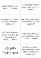 Vorschau - Aufgabenkarten - Karteikarten Teilbarkeitsregeln und Kuckuckseier - Seite 1