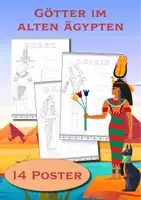 Vorschau - Arbeitsblätter - Götter im Alten Ägypten - Poster zum Anmalen und Ausfüllen - Deckblatt