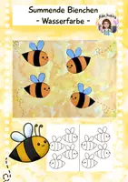Vorschau - Stundenentwürfe - Summende Bienchen mit Wasserfarbe, Kunst Grundschule - Deckblatt