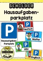 Vorschau - Poster - Hausaufgabenparkplatz - Schilder für die Hausaufgabenablage - Deckblatt