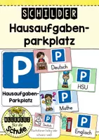 Vorschau - Poster - Hausaufgabenparkplatz - Schilder für die Hausaufgabenablage (pastell) - Deckblatt