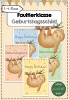 Vorschau - Bildkarten - Faultierklasse Geburtstagsschilder - Deckblatt