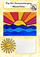 Vorschau - Stundenentwürfe - Pop Art Sonnenaufgang mit Wasserfarbe, Kunst Grundschule - Deckblatt
