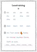 Vorschau - Arbeitsblätter - Lesetraining Wochenaufgabe Buchstabe St (Reihenfolge Zebra) - Seite 3