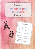 Vorschau - Arbeitsblätter - Lesetraining Wochenaufgabe Buchstabe Ä (Reihenfolge Zebra) - Deckblatt