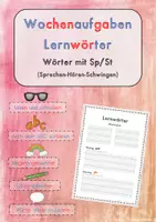 Vorschau - Arbeitsblätter - Lernwörter Wochenplan FRESCH Wörter mit St/Sp - Deckblatt
