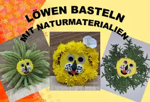 Vorschau - Mal- und Bastelvorlagen - Löwen basteln mit Naturmaterialien - Deckblatt