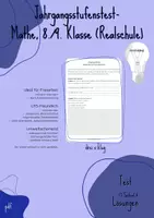 Vorschau - Test - Jahrgangsstufentest: Mathe 8./9. Klasse (Realschule) inkl. Lösungen & Feedbackbogen - Deckblatt