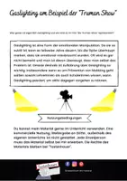 Vorschau - Arbeitsblätter - Gaslighting am Beispiel des Films "die Truman Show" - Deckblatt