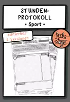 Vorschau - Arbeitsblätter - Stundenprotokoll für Sport *editierbar* - Deckblatt