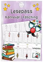 Vorschau - Arbeitsblätter - Lesepass Karneval | Fasching - Deckblatt
