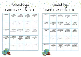 Vorschau - Arbeitsblätter - Ferienbingo - Deckblatt