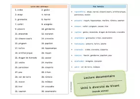 Aperçu - Préparation de séquence / Séquence complète - Sciences - lecture documentaire - Classification des animaux CE / CM - Page 1