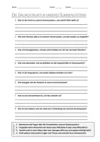 Vorschau - Arbeitsblätter - AB mit Fragen zum Thema "Grundstruktur unseres Sonnensystems" + Lösungsblatt + Infografik - Deckblatt