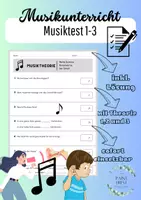 Vorschau - Test - Musikstunde: Musiktheorie Test 1,2,3 - Deckblatt