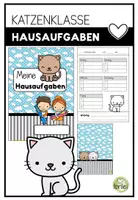 Vorschau - Arbeitsblätter - Hausaufgabenheft - Hausaufgaben - Katzenlasse - Katze - Deckblatt