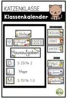 Vorschau - Poster - Klassenkalender - Tafelkalender - Hausübungstafel - Katzenklasse - Deckblatt