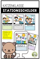 Vorschau - Poster - Stationsschilder für Stehrahmen – Stationenbetrieb - Katzenklasse - Deckblatt