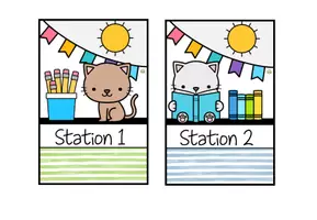 Vorschau - Poster - Stationsschilder für Stehrahmen – Stationenbetrieb - Katzenklasse - Seite 1