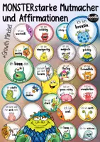 Vorschau - Mal- und Bastelvorlagen - 22 Monster Mutmacher & Growth Mindset Affirmationen (rund / Kreise) - Deckblatt