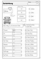 Vorschau - Arbeitsblätter - Satzbildung - DAZ - DaF - Freebie - Seite 1