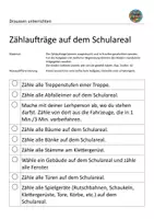 Vorschau - Aufgabenkarten - Zählaufträge auf dem Schulareal - Deckblatt