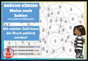 Vorschau - Arbeitsblätter - Brüche kürzen: Malen nach Zahlen - Deckblatt