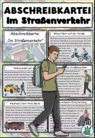 Vorschau - Aufgabenkarten - Abschreibkartei / Abschreibtexte "Im Straßenverkehr" DaZ / DaF / Deutsch - Deckblatt