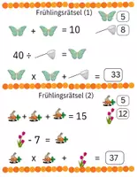 Vorschau - Arbeitsblätter - Frühling Mathematikrätsel (Level 1) - Seite 2