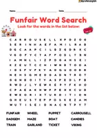 Vista previa - Hojas de trabajo - Funfair Wordsearch! - página 2