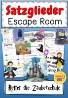 Vorschau - Arbeitsblätter - Escape Room Satzglieder / Rettet die Zauberschule / Deutsch - Deckblatt