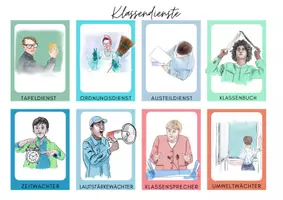 Vorschau - Mal- und Bastelvorlagen - Klassendienst-Organizer Bildkarten-Set - Seite 1