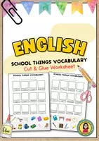 Vorschau - Arbeitsblätter - School Things Vocabulary Cut&Glue Worksheet | Read & Match - Deckblatt