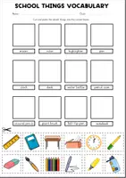 Vorschau - Arbeitsblätter - School Things Vocabulary Cut&Glue Worksheet | Read & Match - Seite 2