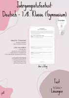 Vorschau - Test - Jahrgangsstufentest: Deutsch 7./8. Klasse (Gymnasium) inkl. Lösungen & Feedbackbogen - Deckblatt