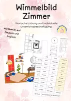 Vorschau - Spiele - Wimmelbild Zimmer 🪑 | mit Wortkarten 🇩🇪🇺🇸 - Deckblatt