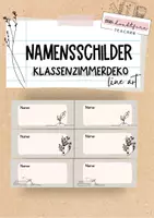 Vorschau - Mal- und Bastelvorlagen - Klassenzimmerdeko line art & Boho: Namensschilder - Deckblatt