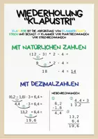 Vorschau - Arbeitsblätter - Verbindung der vier Grundrechnungsarten - Dezimalzahlen - "Klapustri" - Seite 1