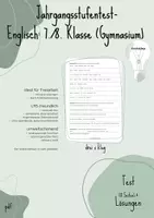 Vorschau - Test - Jahrgangsstufentest: Englisch 7./8. Klasse (Gymnasium) inkl. Lösungen & Feedbackbogen - Deckblatt