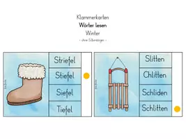 Vorschau - Fördermaterial/Inklusion - Klammerkarten zum genauen Lesen * Winter - Seite 3