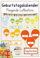 Vorschau - Mal- und Bastelvorlagen - Geburtstagskalender für die Klasse - Luftballons - Deckblatt
