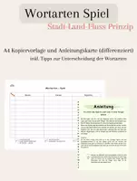 Vorschau - Arbeitsblätter - Wortarten-Spiel (Stadt-Land-Fluss Prinzip) - Deckblatt