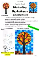 Vorschau - Mal- und Bastelvorlagen - Kunst im Herbst: Abstrakter Herbstbaum (Kalt-Warm-Kontrast) - Deckblatt