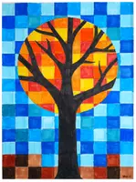 Vorschau - Mal- und Bastelvorlagen - Kunst im Herbst: Abstrakter Herbstbaum (Kalt-Warm-Kontrast) - Seite 2