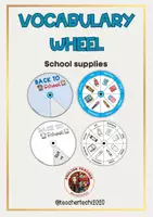 Vista previa - Tarjetas / Manipulativos - Vocabulary wheel: School supplies - Portada